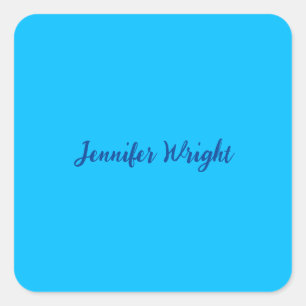 Sticker Carré Écriture professionnelle minimaliste, bleu ciel