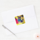 Sticker Carré Écrivain de Maine Coon Chat (Enveloppe)