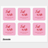 Sticker Carré Écrivez simplement Saint-Valentin Rose Rouge Perso (Feuille)