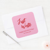 Sticker Carré Écrivez simplement Saint-Valentin Rose Rouge Perso (Enveloppe)