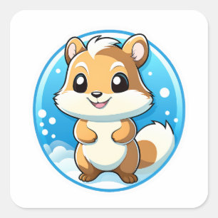 Sticker Carré Écureuil animal adorable