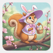 Sticker Carré Écureuil de Pâques (Devant)