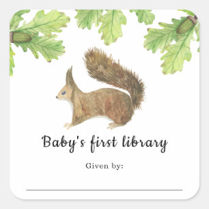 Sticker Carré Écureuil - la première bibliothèque de bébé