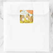 Sticker Carré Écureuils de la saison de récolte (Sac)