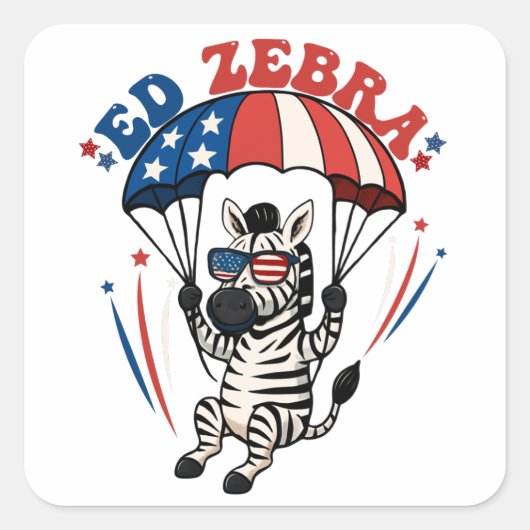 Sticker Carré Ed Zebra Happy 4 juillet drapeau patriotique améri (Devant)