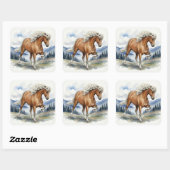 Sticker Carré Edda Silver bay Icelandic Horse in the Mountains S (Feuille)