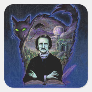 Sticker Carré Edgar Allan Poe gothique