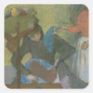 Sticker Carré Edgar Degas Au Milliner's, c.1898