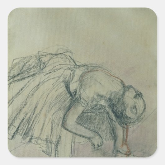 Sticker Carré Edgar Degas | Dancer Fixing her Slipper, c.1865 (Devant)
