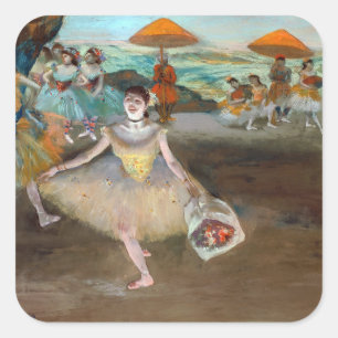 Sticker Carré Edgar Degas - Danseuse au bouquet, saluant sur la