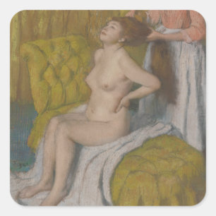 Sticker Carré Edgar Degas   Femme Qui A Les Cheveux Compilés