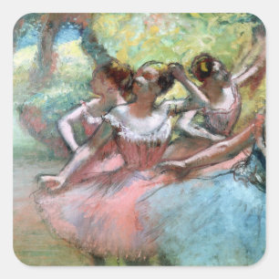 Sticker Carré Edgar Degas   Four ballerinas