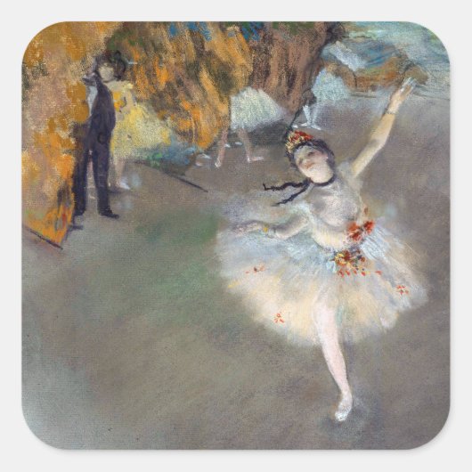 Sticker Carré Edgar Degas - L'Étoile / Danseur sur scène (Devant)