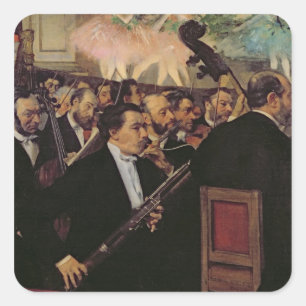 Sticker Carré Edgar Degas l'orchestre d'opéra, c.1870