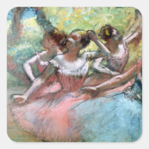 Sticker Carré Edgar Degas   quatre ballerines sur l'étape