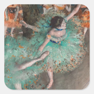 Sticker Carré Edgar Degas - Swaying Dancer / Danseuse en vert