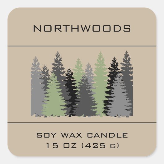 Sticker Carré Editable Evergreen Trees Woods (Devant)