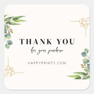 Sticker Carré Editable Floral Merci Pour Votre Commande