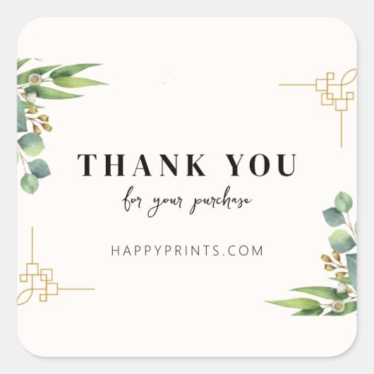 Sticker Carré Editable Floral Merci Pour Votre Commande (Devant)