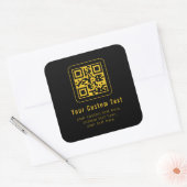 Sticker Carré Editable QR Code & Text Template | Black & Gold (Enveloppe)