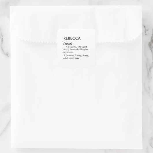 Sticker Carré Editable Rebecca name definition, custom name (Sac)
