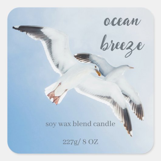 Sticker Carré Editable Sea Gulls Ocean Breeze Product (Devant)