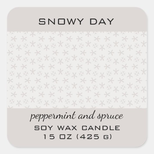 Sticker Carré Editable Snowy Day Snowflake Pattern Product (Devant)