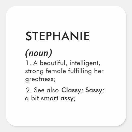Sticker Carré Editable Stephanie name definition, custom name (Devant)