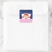 Sticker Carré Édition de designers avec jolie fille couchée (Sac)