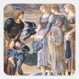 Sticker Carré Edouard Burne-Jones Perseus et les nymphes de mer