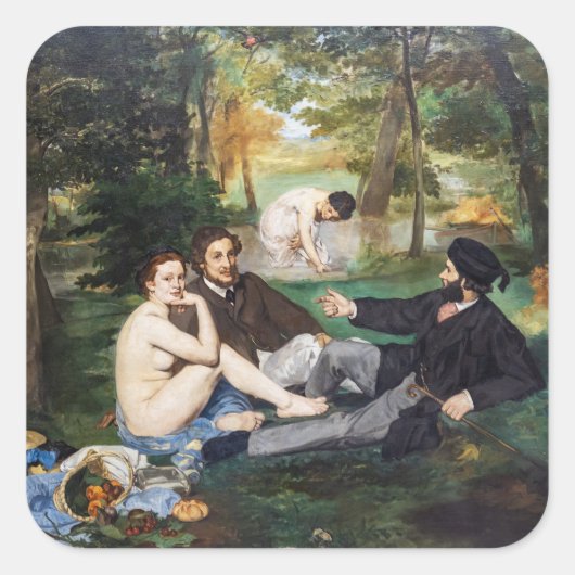 Sticker Carré Edouard Manet - Déjeuner sur l'herbe (Devant)