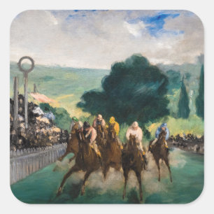 Sticker Carré Edouard Manet - Les Courses à Longchamp