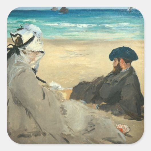 Sticker Carré Edouard Manet - Sur la plage (Devant)
