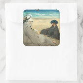 Sticker Carré Edouard Manet - Sur la plage (Sac)