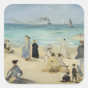 Sticker Carré Edouard Manet - Sur la plage, Boulogne-sur-Mer