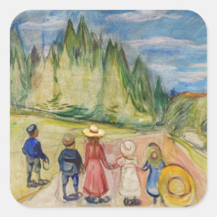 Sticker Carré Edvard Munch - La forêt Fairytale