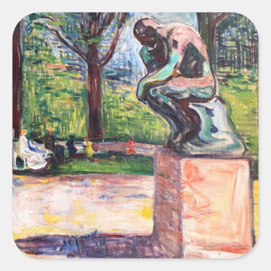 Sticker Carré Edvard Munch - Le penseur de Rodin (Devant)