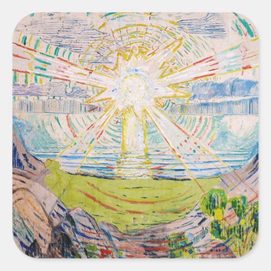 Sticker Carré Edvard Munch - Le Soleil 1910 (Devant)