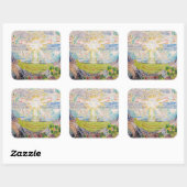 Sticker Carré Edvard Munch - Le Soleil 1910 (Feuille)