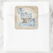 Sticker Carré Eeucalyptus bleu et beige vintage (Sac)