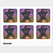Sticker Carré Éffrayant Affenpinscher Halloween sorcière et Citr (Feuille)