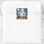 Sticker Carré Éffrayant fantôme Broo'd café Halloween Cafe autoc (Sac)