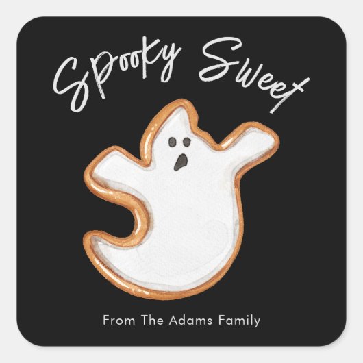 Sticker Carré Éffrayant Ghost Sucre Cookie personnalisable (Devant)