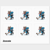 Sticker Carré Éffrayant Krampus Jouer au hockey sur glace Noël (Feuille)