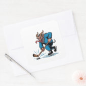 Sticker Carré Éffrayant Krampus Jouer au hockey sur glace Noël (Enveloppe)