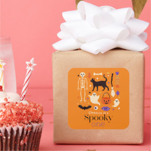 Sticker Carré Éffrayant Un Halloween Motifs Orange 1er Anniversa