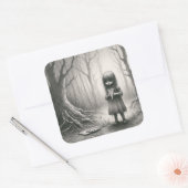 Sticker Carré Éffrayante fille avec Pizza Horreur Illustration D (Enveloppe)