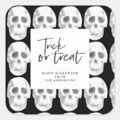 Sticker Carré Effrayer Scull Trick ou traitement | Parti Hallowe (Devant)