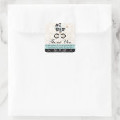 Sticker Carré Eggshell Blue Damask Baby Carriage Merci (Sac)