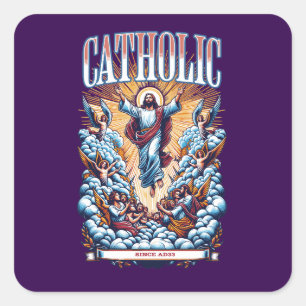 Sticker Carré Église Catholique Romaine depuis AD33 Jésus Christ